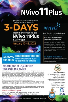 3-Days Training Workshop on NVivo-11Plus